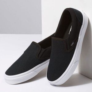 Vans Black Herringbone Slip Ons